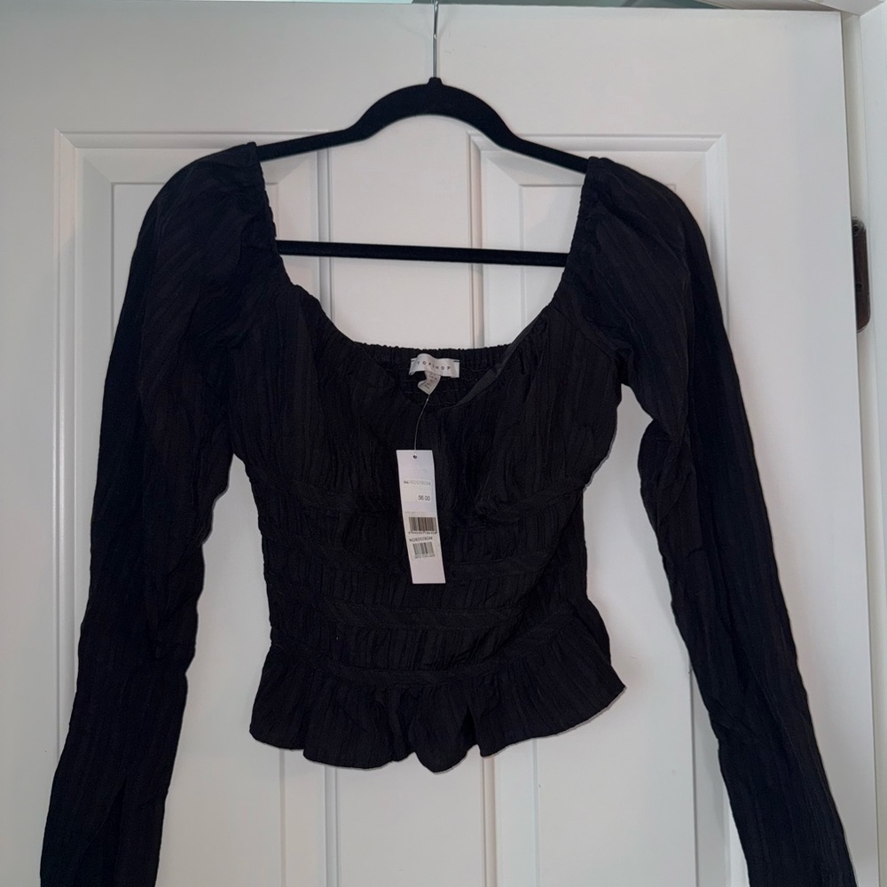 TopShop, black flowy long sleeve, US 2